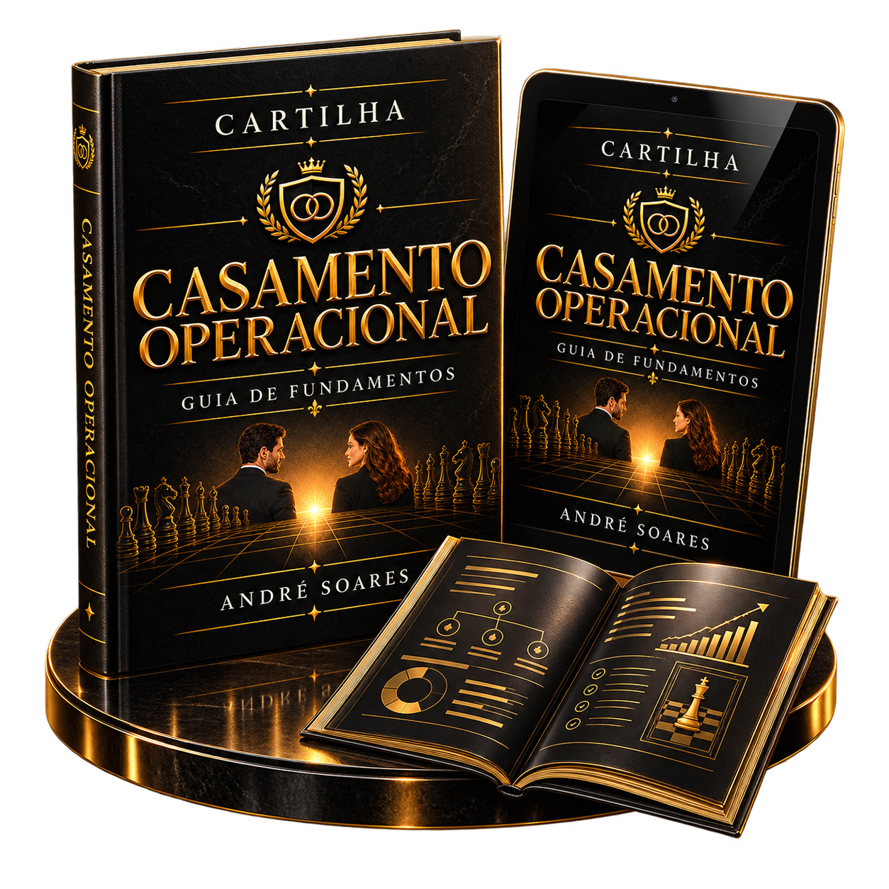 Mockup da Cartilha Casamento Operacional — Guia de Fundamentos, de André Soares